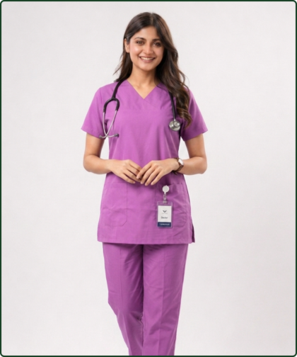 Women's Lilac Medical Scrub Suit for Doctors, Nurses & Healthcare Professionals | YUNIFORM
