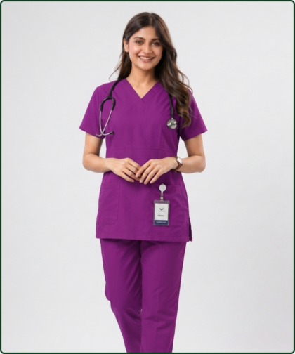 Women's Violet Medical Scrub Suit for Doctors, Nurses & Healthcare Professionals | YUNIFORM